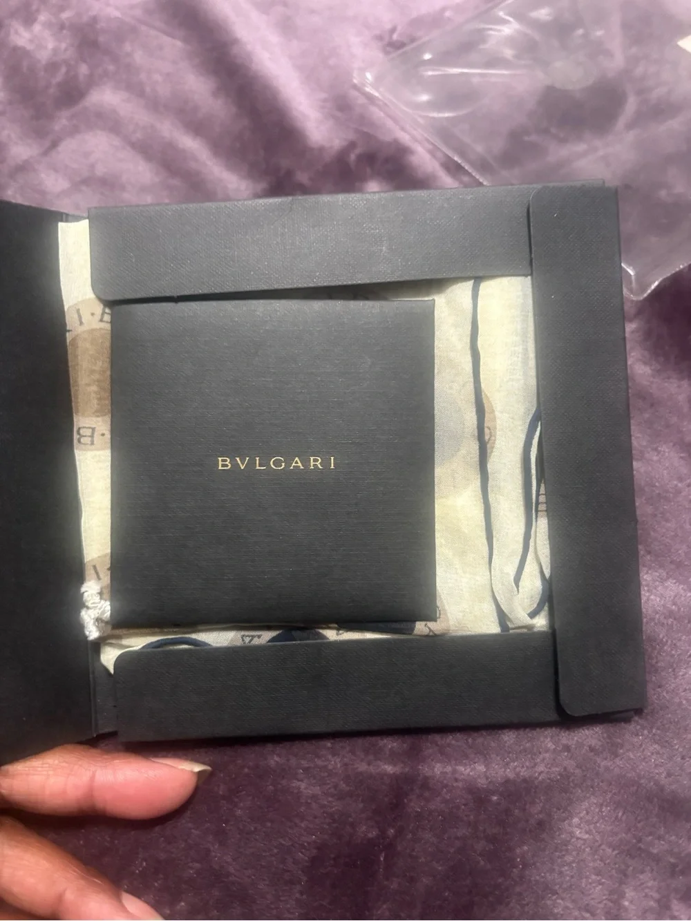 Bvlgari Cream Scarf with Beige Rings and  Navy Centers.  Cream Navy & Taupe
